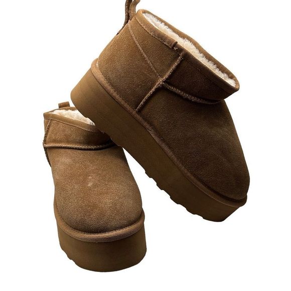 CUSHIONAIRE Women's Genuine Suede pull on platform boot 9.5 WIDE CHESTNUT - Picture 6 of 7